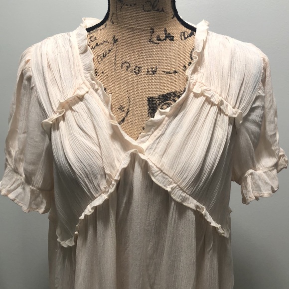 {Entro} NWT Sheer Ruffled Short Sleeve Blouse - Picture 3 of 9